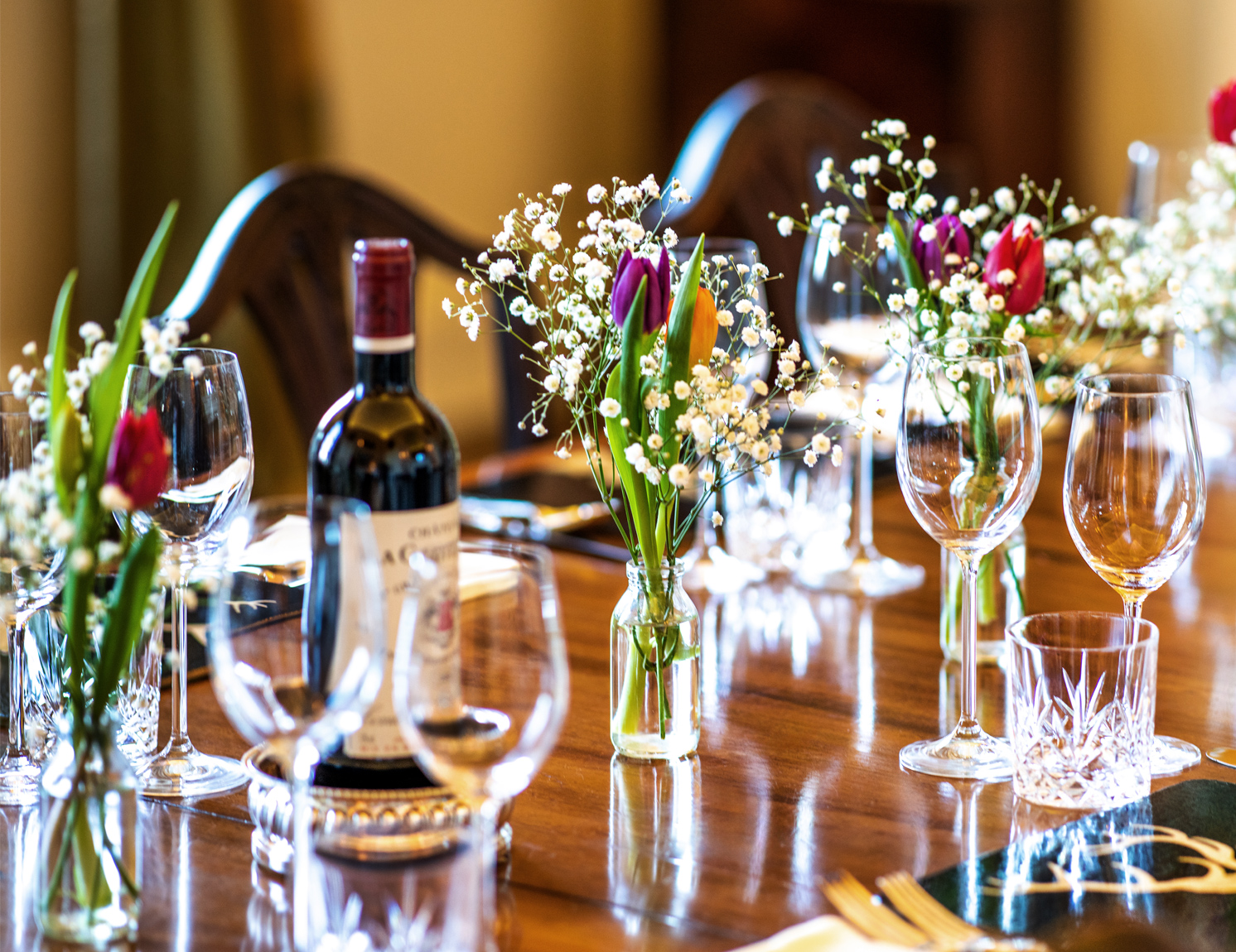 Table setup in the Dining Room Kirtlington Park