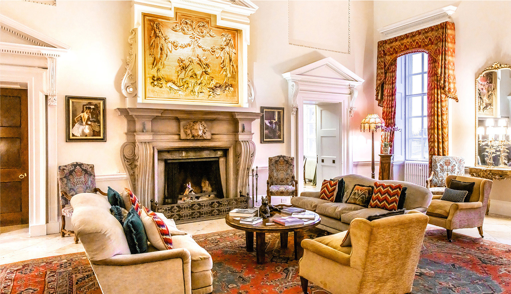 Fireplace in the Great Hall at Kirtlington Park