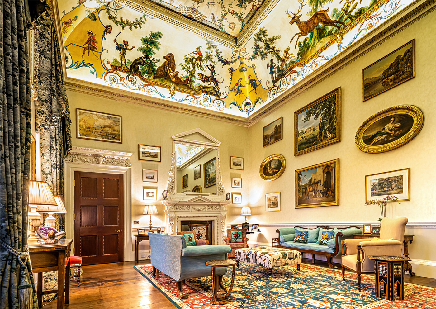Architectural features within The Monkey Room at Kirtlington Park, a Grade 1 listed English Country House