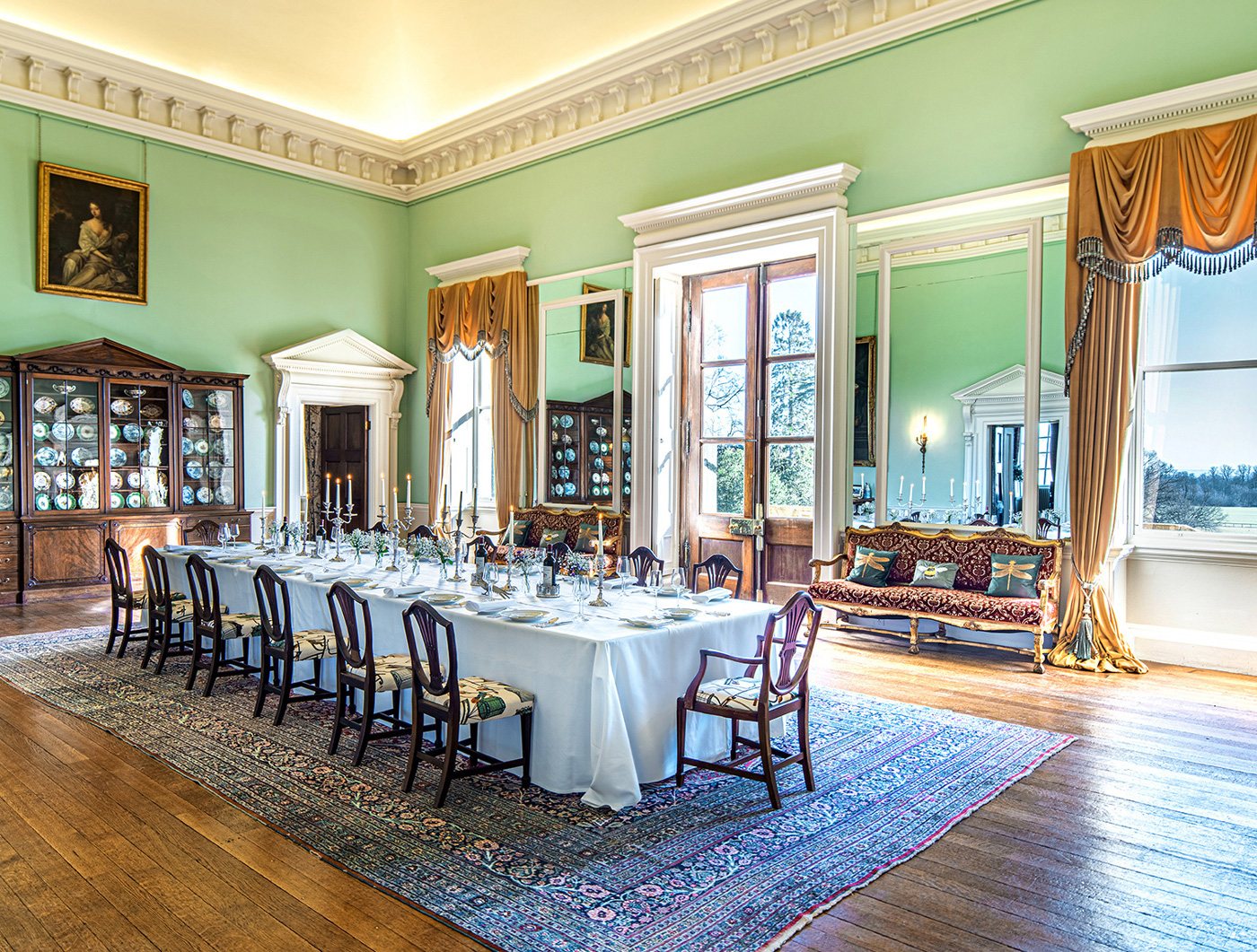 Table laid for dinner in the Saloon